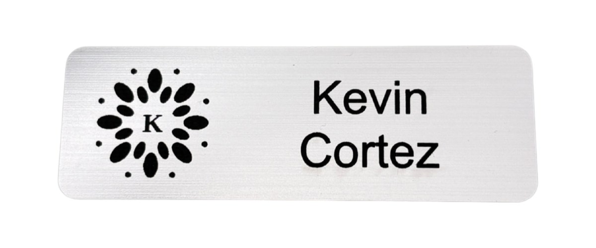 Acrylic Name Tag Large (2 Lines) · Satin Brush Silver