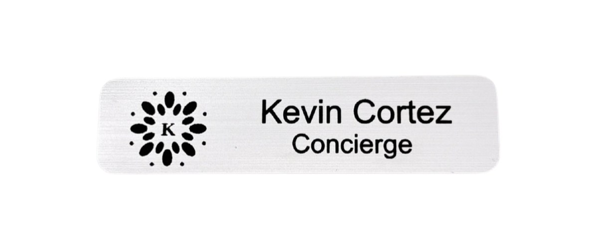 Acrylic Name Tag Small (2 Lines) · Satin Brush Silver