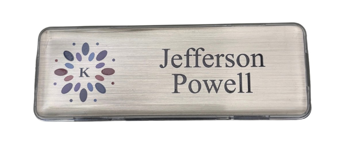 Metal Name Tag Large (2 Lines) · Satin Brush Silver
